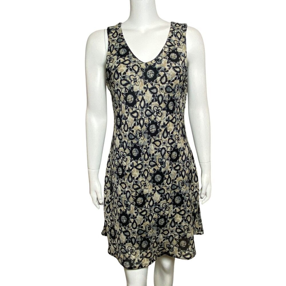 Vintage 90s All That Jazz Sleeveless Floral Dress Womens Size M Lined V Neck